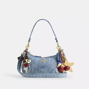 Coach Teri Shoulder Bag In Loved Denim With Charms NWT